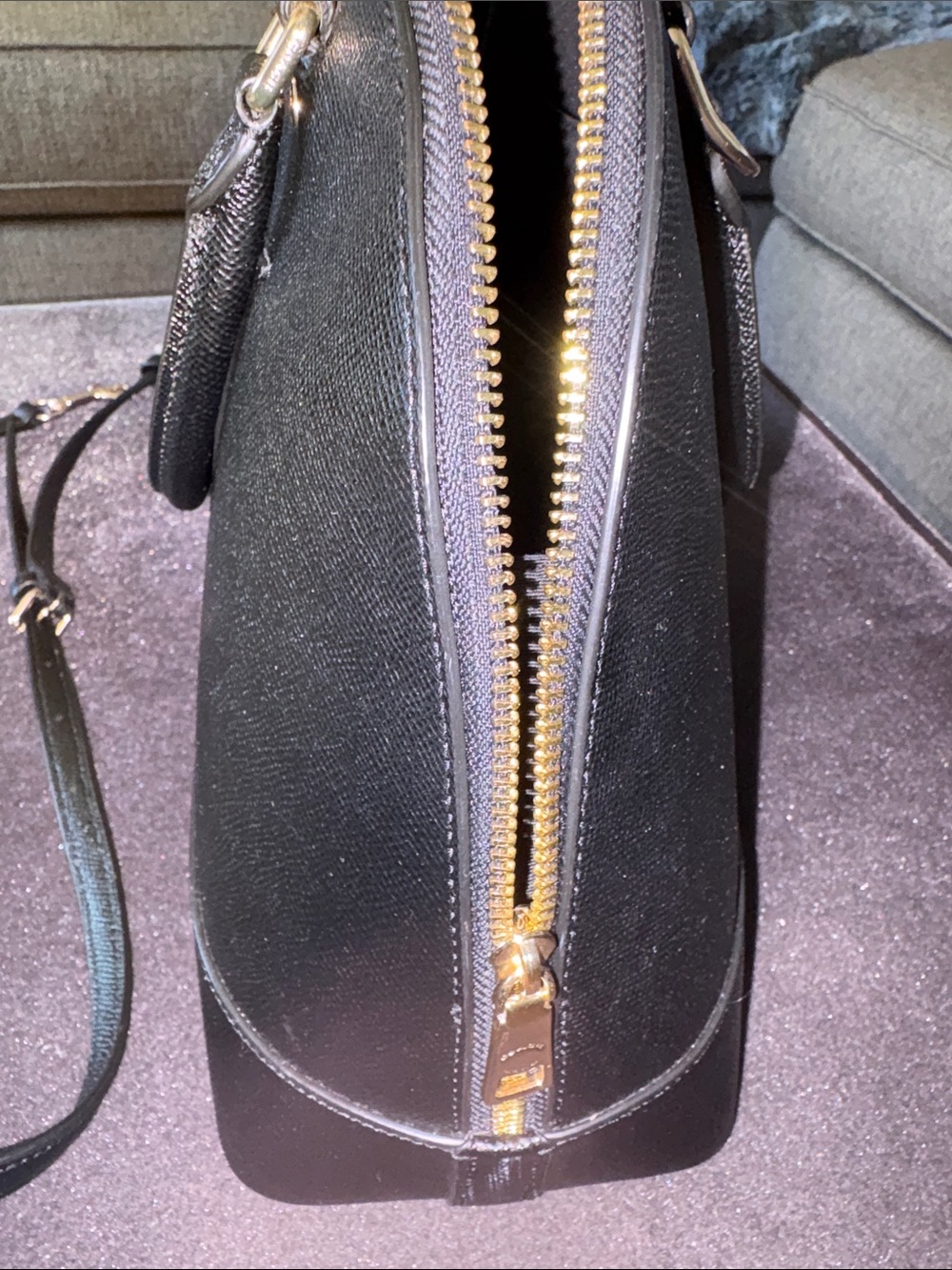 Coach Black Leather Dome Satchel with Gold Hardware and Detachable Strap - Picture 11 of 11